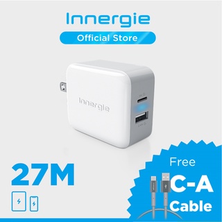 Innergie 27M - หัวชาร์จ USB-C+A 27 วัตต์ แถมฟรีสายชาร์จ C-A 1 เมตร (กดรับสินค้าฟรีตรง Add-on)