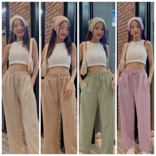 กางเกงขายาวผู้หญิง BASIC BUBBLE CANDY PANTS(ได้กางเกงอย่างเดียว ไม่มีของแถมแล้วนะคะ)