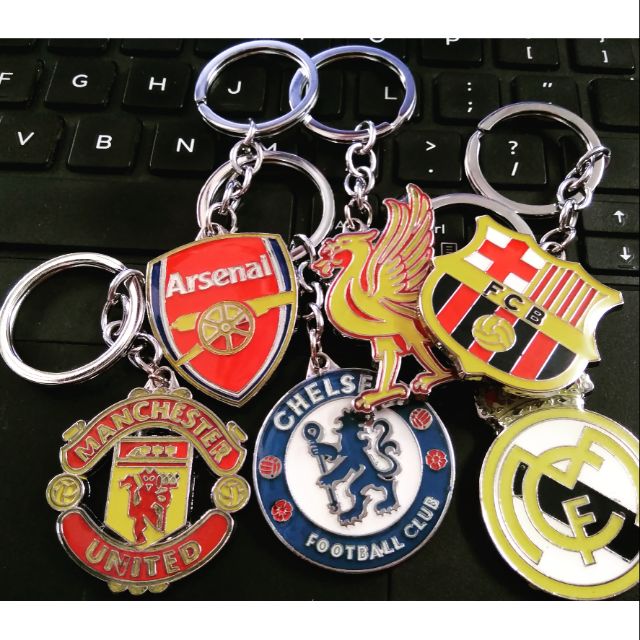 ภาพจริงของพวงกุญแจทนทานสุด Manchester united Real Madrid arsenal chelsea Liverpool barcelonal