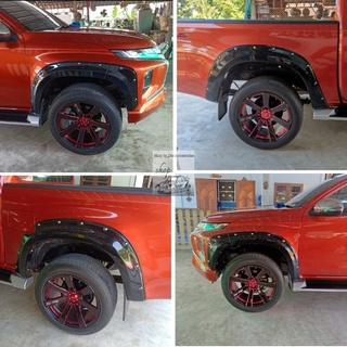 คิ้วล้อ mitsubishi triton ขนาด 6 นิ้วมีหมุด สีดำเงา ( รุ่นเว้าสเกิร์ต ) ใส่ปี 2019 - 2025