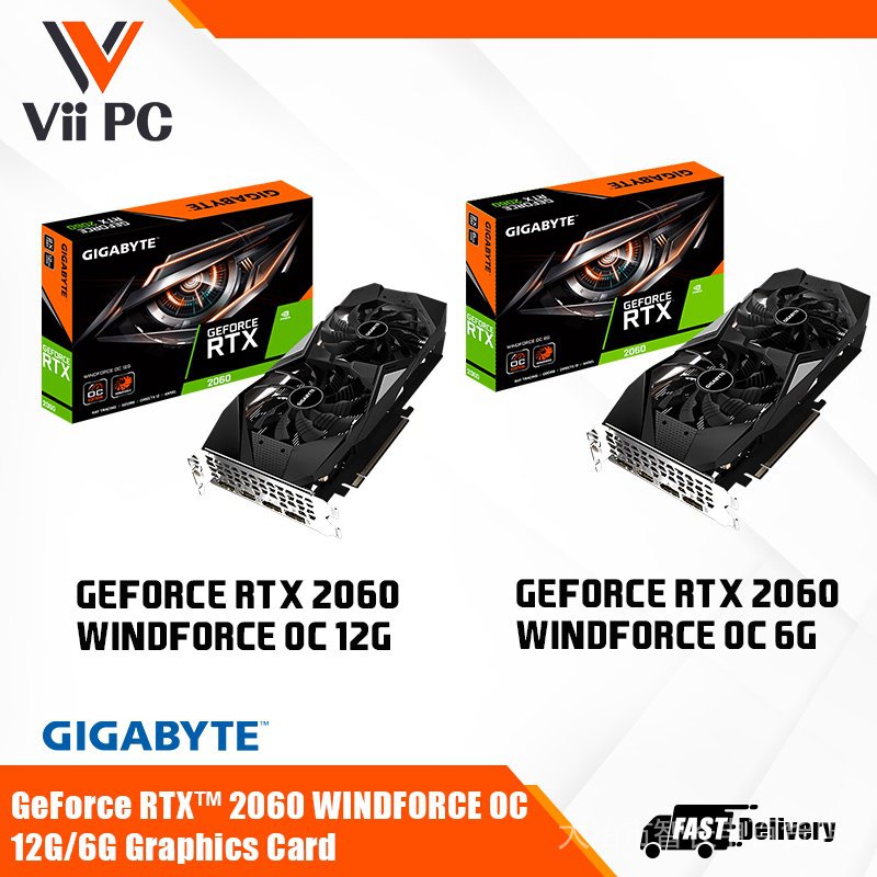 Gigabyte GeForce RTX 2060 WINDFORCE OC 12G/6GB ((rev. การ์ดจอ 2.0 GDDR6 (GV-N2060WF2OC-12GD)(GV-N2060WF2OC-6GD) JFSR #6