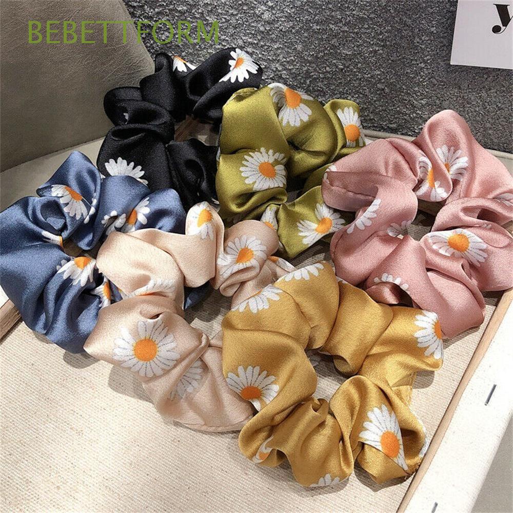 BEBETTFORM Women Girls Daisy Hair Scrunchies Ponytail Holder Stretch