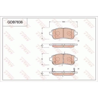 ผ้าดิสเบรคหน้า FORD FIESTA 1.4 1.6 2009- 1.0 ECOBOOST 2013- MAZDA 2 DE DH 1.3 1.5 2007- GDB7836 TRW