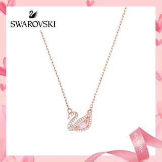 ] Swarovski สร้อยคอโซ่เงิน 925 รูปหงส์ สีชมพู โรแมนติก เรียบง่าย แฟชั่น