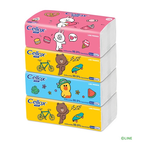 Cellox กระดาษทิชชู่ เซลล็อกซ์ ไลน์เฟรนด์ ซอฟท์แพค 115 แผ่น แพค 4