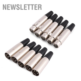 5 Pairs 3-Pin XLR Mic Microphone Audio Connector Male Plug + Female Socket