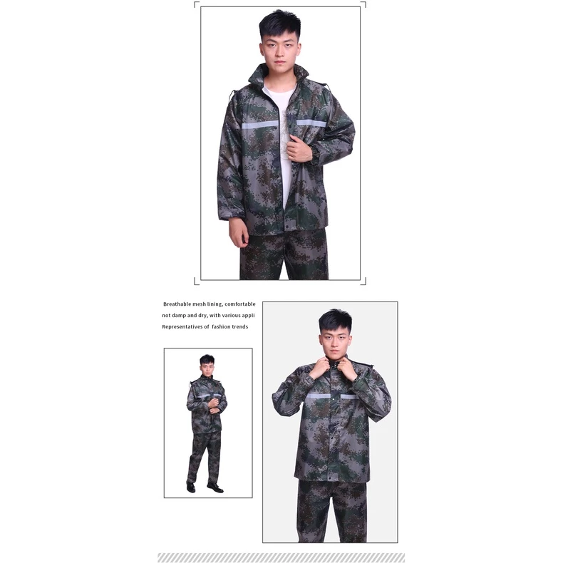 ชุดกันฝน 2 ชิ้น ลายทหาร แถบสะท้อนแสง กันน้ำ มอเตอร์ไซค์ thumbnail 9