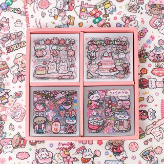 【ลายใหม่】25แผ่นชุดการ์ตูนน่ารักโปร่งใสสติ๊กเกอร์กันน้ำรุ่นSAKURA ANIMALสำหรับอัลบั้ม /โทรศัพท์มือถือ/ขวดน้ำ
