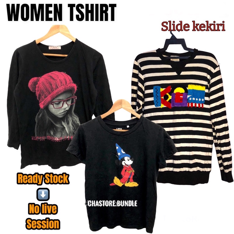 WOMEN TSHIRT LONG SLEEVE & SHORT SLEEVE / TSHIRT PEREMPUAN ( BAJU BUNDLE )