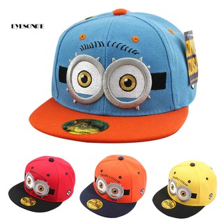 หมวกเบสบอลหมวก snapback สไตล์ฮิปฮอปลายการ์ตูนมินเนี่ยนแบบปรับได้สําหรับเด็ก