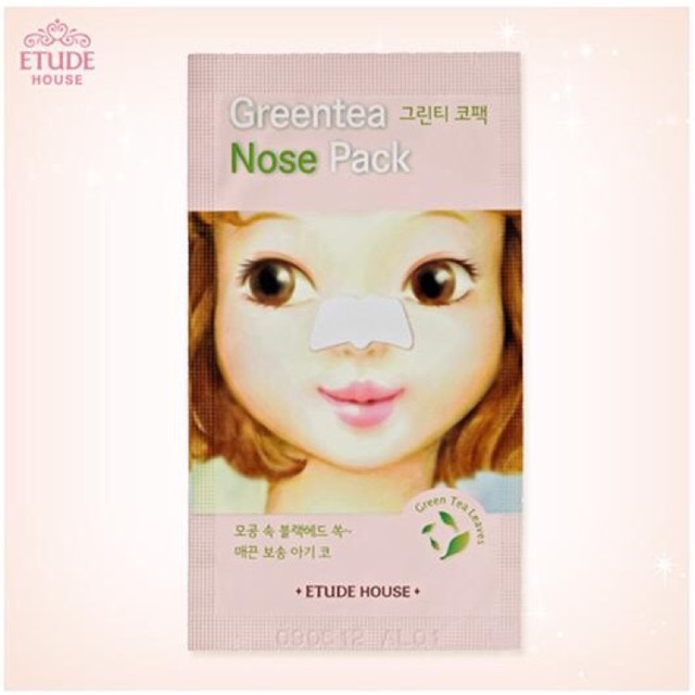 พร้อมส่ง แผ่นมาส์กสิวเสี้ยน Etude House Green Tea Nose Pack