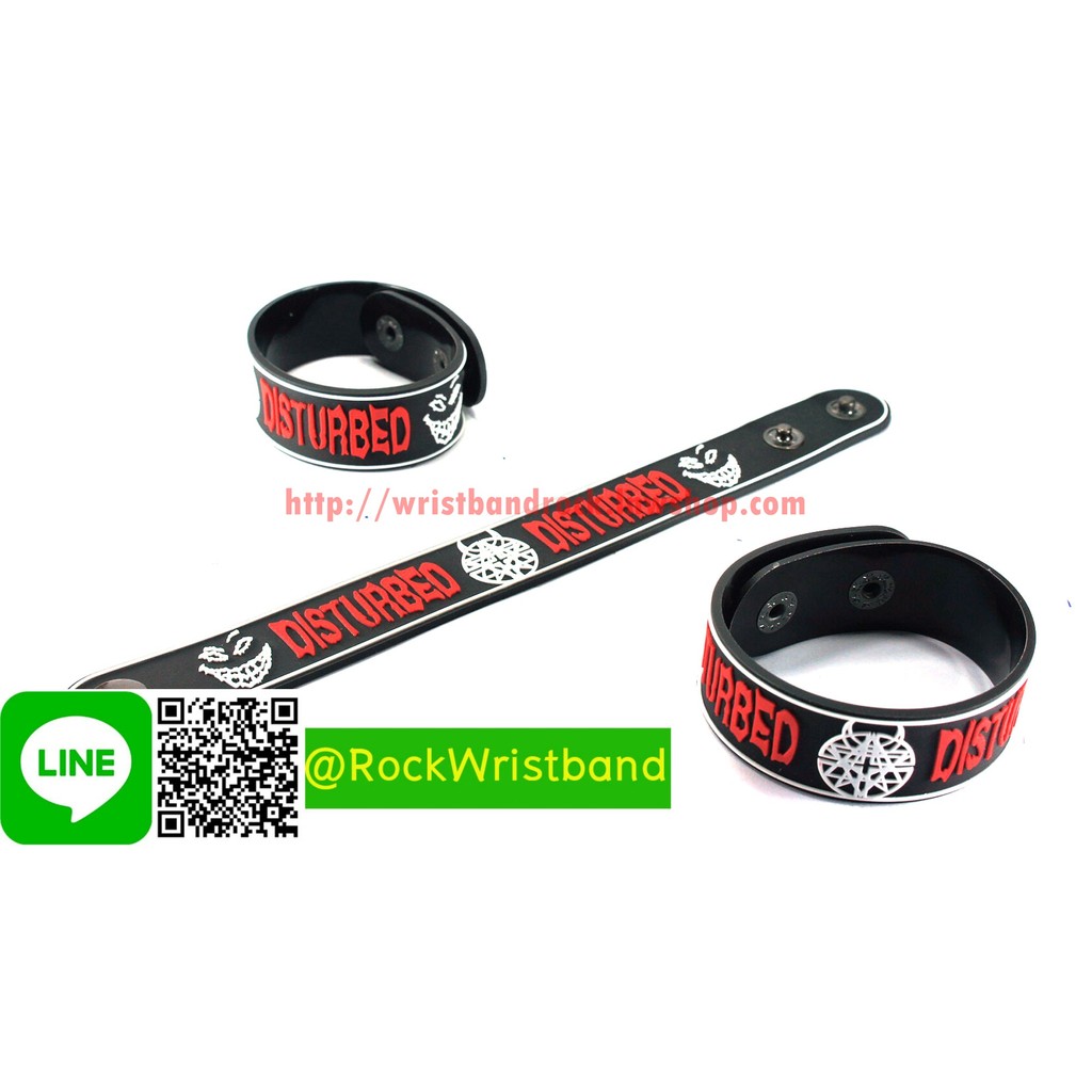 Disturbed ขายริสแบนด์ ดิสเทิร์บ DTB169NA Wristband กำไลข้อมือวงร็อค
