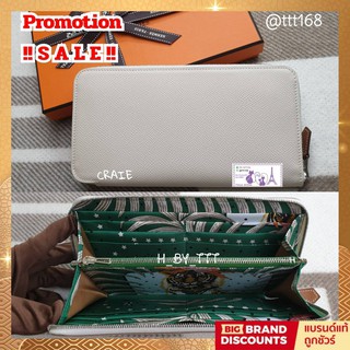 SUPER SALE !!!  12.12 H ermes Long Azap Silk in Wallet Epsom Stamp  กระเป๋าสตางค์ ซิบยาว  สีขาว สีชมพู ของแท้