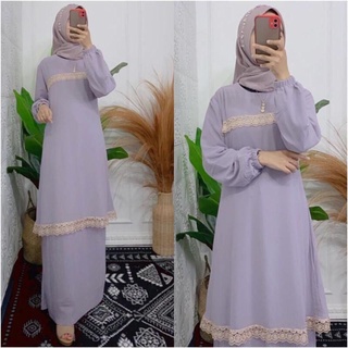 Sofya Dress BO MOSSCREPE Material MIX Lace Can Gamis (ไม่รวม HIJAB) ชุดเดรสแฟชั่น ใหม่ล่าสุด สไตล์มุสลิม สําหรับผู้หญิง