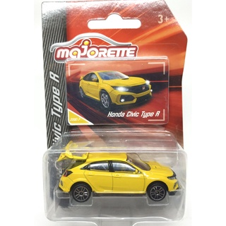 Majorette Honda Civic Type R - Yellow Color /Wheels D5S /scale 1/58 (3 inches) Package with Card