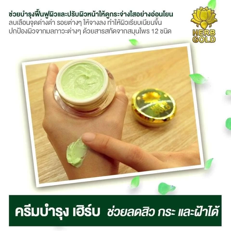 Herb Gold เฮิร์บ โกลด์ รีฟิล ครีมเดี่ยว สมุนไพรธรรมชาติบำรุงผิวหน้า ฟื้นฟู บำรุงผิว (1 กระปุก) herb refill มี 2 ขนาด