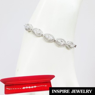 Inspire Jewelry สร้อยข้อมือเพชรรูปมาคี  5เม็ด ล้อมเพชร งานจิวเวลลี่ แบบร้านเพชร