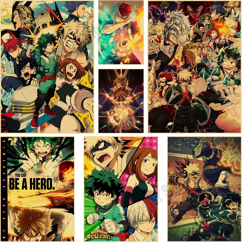 สติกเกอร์โปสเตอร์กระดาษคราฟท์ ลาย My Hero Academia ขนาด 42X30 ซม. สไตล์ญี่ปุ่นเรโทร สําหรับตกแต่งผนังบ้าน ห้องนั่งเล่น บาร์