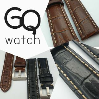 GQ watch สายนาฬิกา 22 MM สายหนัง Luxury หนังแท้ ระดับหรู ดูผู้ดี ไม่ซ้ำใคร ลายจระเข้ wristwatch strap genuine leather