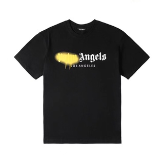 เสื้อยืดผ้าฝ้ายพิมพ์ลายเสื้อยืดคอกลมแขนสั้นพิมพ์ลายตัวอักษร Palm Angel Angels สําหรับผู้ชาย