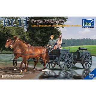 โมเดลประกอบฟิกเกอร์ทหารและรถม้า Riich Model RE30016 1/35 German Horses Drawn Large Field Kitchen Hf.11