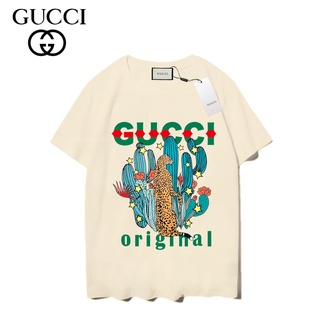 ░※•♂☀ Gucci เสื้อยืดแขนสั้น ผ้าฝ้าย พิมพ์ลาย แฟชั่นสําหรับผู้ชาย และผู้หญิงS-5XL