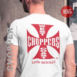 คอลูกเรือเสื้อยืดคอกลมเสื้อยืด พิมพ์ลาย West Coast Chopper สไตล์วินเทจ คลาสสิก เรโทร สําหรับขี่จักรยานยนต์ผ้าฝ้ายแท้