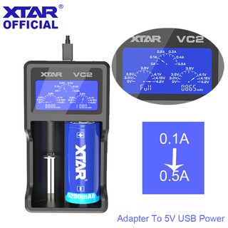 XTAR VC2 LCD display ที่ชาร์จแบตเตอรี่สำหรับ 18650 / 18350 / 26650 /10440 Li-ion battery