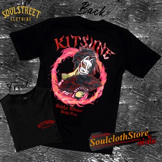 เสื้อยืดแขนสั้นผู้ชายและผู้หญิงอนิเมะเสื้อยืด SoulStreet Clothingลาย Geisha Kitsune ขนาด M-4XL