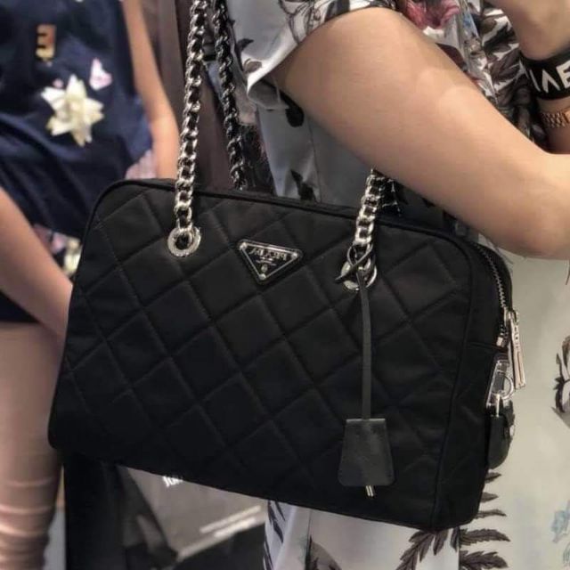 prada quilted tessuto nylon shoulder bag