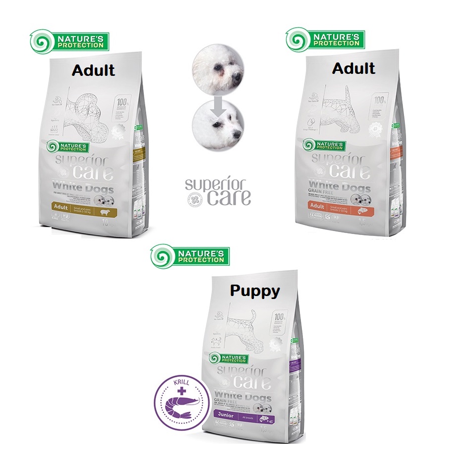 NATURE PROTECTION Superior Care White Dog Puppy Adult Salmon 1.5กก. Small Dog Grain Free 小型成犬 狗 อาหา