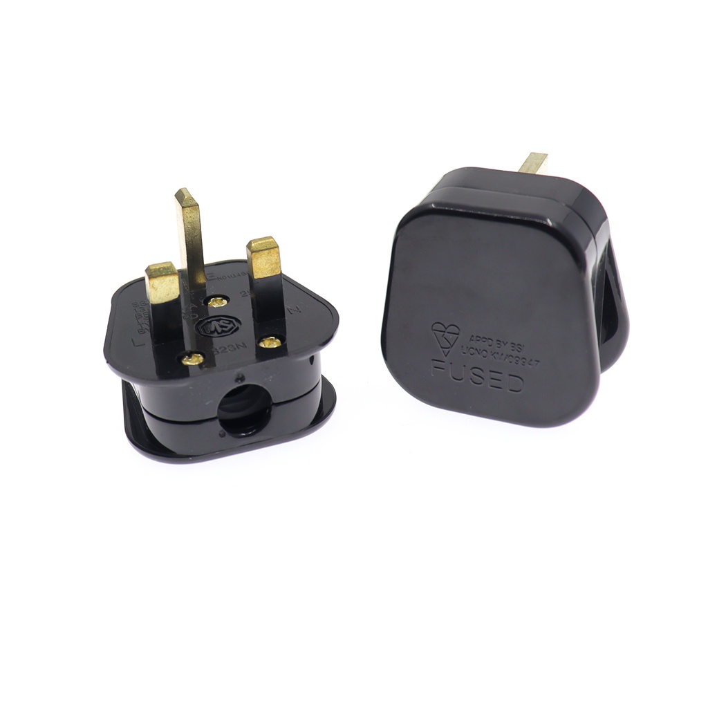 ปลั๊ก UK สิงคโปร์มาเลเซีย คุณภาพสูง พร้อมฟิวส์ 13A 3 Pin อะแดปเตอร์ใช้ในครัวเรือน สีดํา ขาว 1 ชิ้น