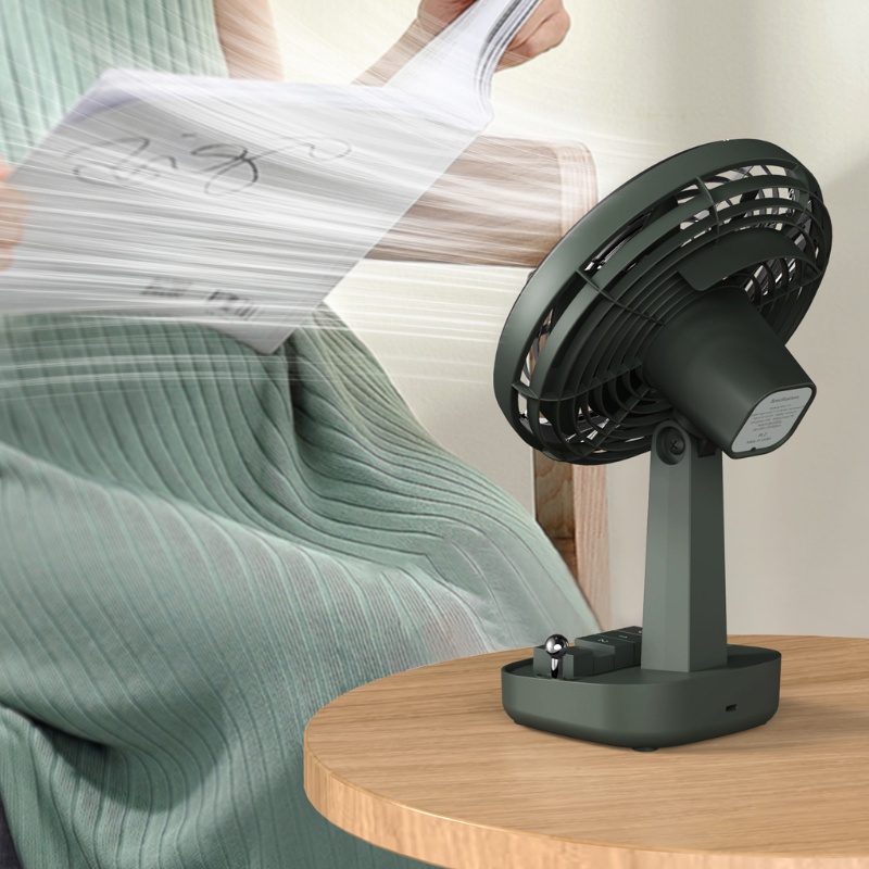 HSV Rechargeable 4000mAh 8inch 4 Speed Table Fan Shaking Head Desk