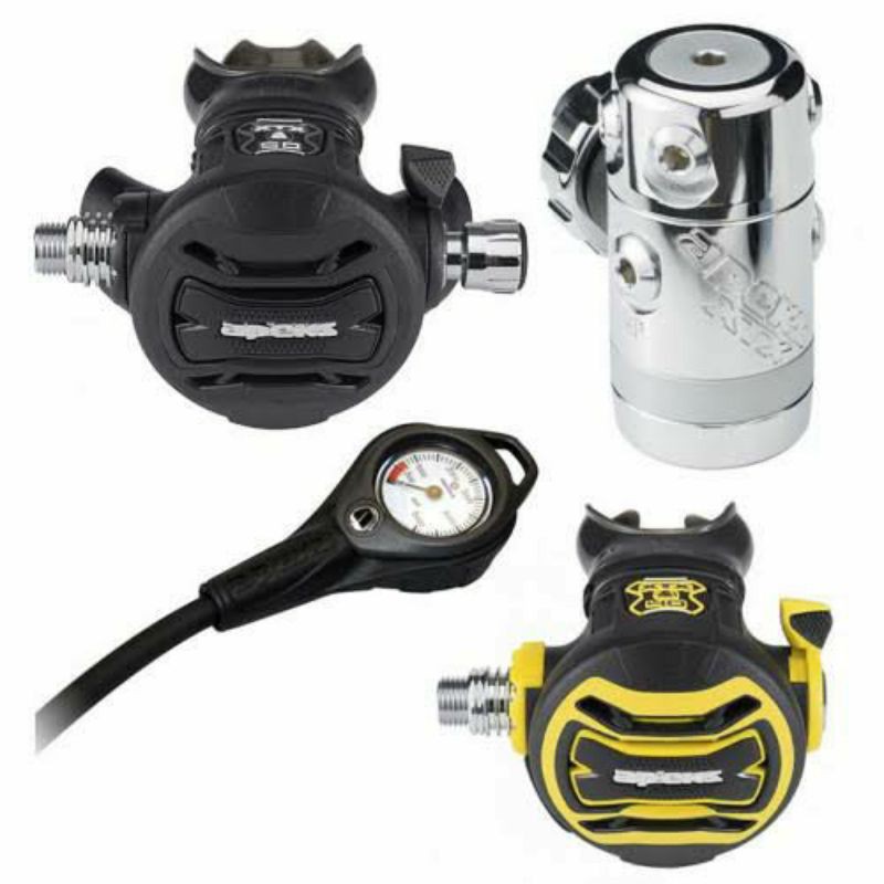 Apeks XTX50 Din set*2 (XTX50 first stage Din Valve+ xtx50 second stage + Octopus + Gauge + Inflator 