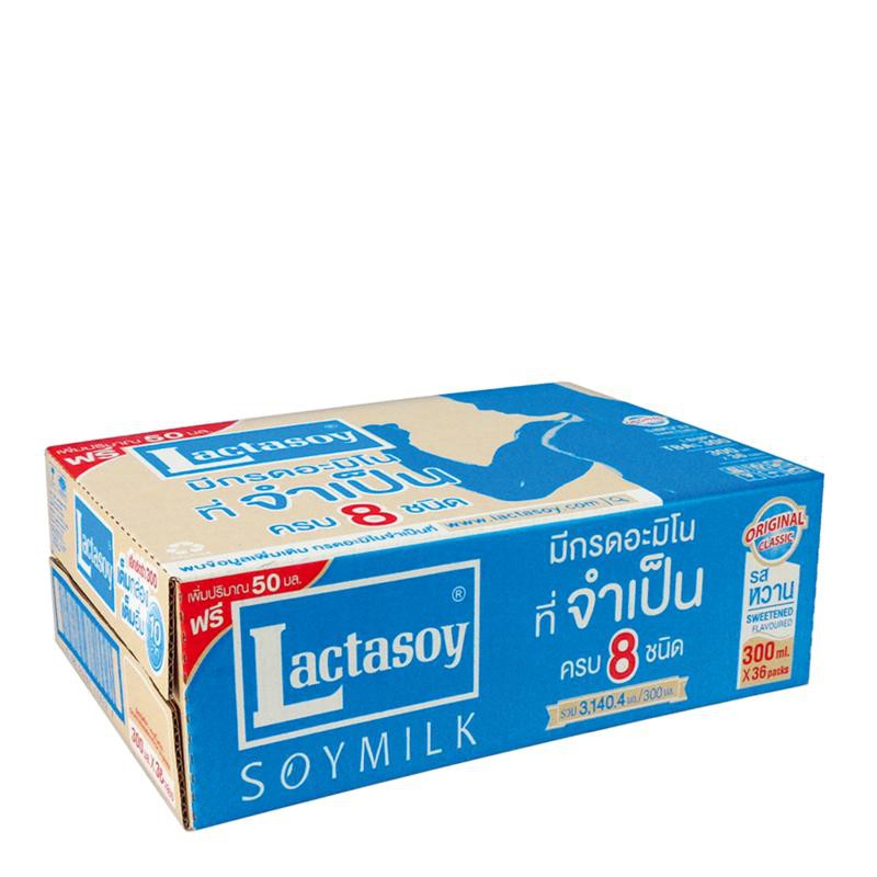 Lactasoy UHT Soy Milk Sweet 300 ml. crate. 36 box. Free Banana family Banana snack seaweed flavor 100 g.