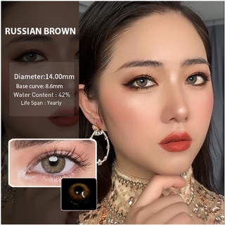 คอนแทคเลนส์สีน้ําตาลสไตล์รัสเซียสําหรับผู้หญิง 0.00 ถึง -8.00 DIA 14.0 มม