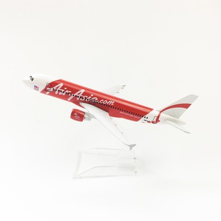 [16cm] โมเดลเครื่องบิน Air Asia Red 320 หางแดง (Aircraft Metal Model) วัสดุทำจากเหล็ก มีล้อ พร้อมฐาน ของเล่น ของสะสม