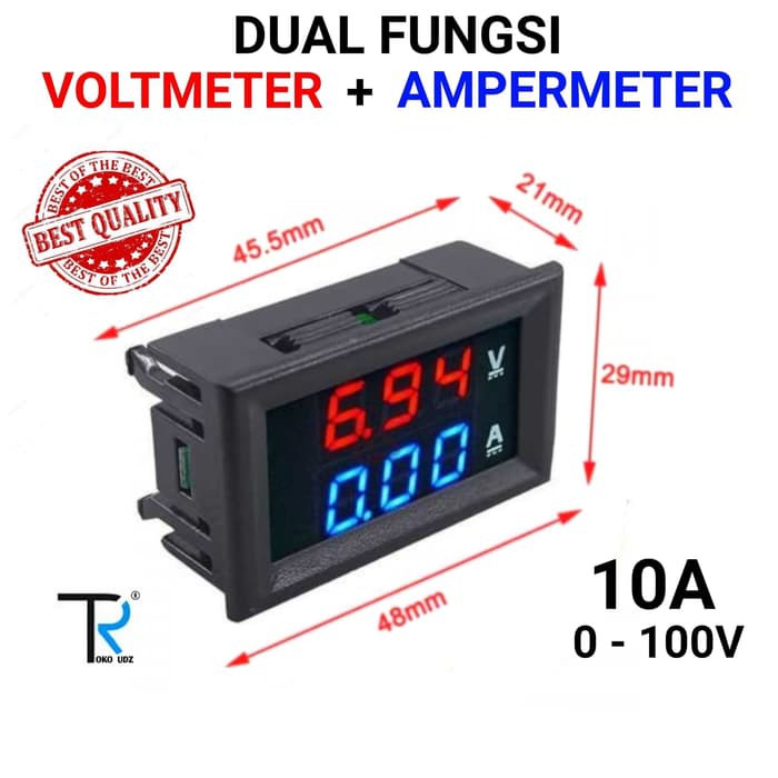 AEBRAND lDual Volt Amp Meter Digital Amp Meter 100v 10a ampere meter dc 10a / ampere dc 10a