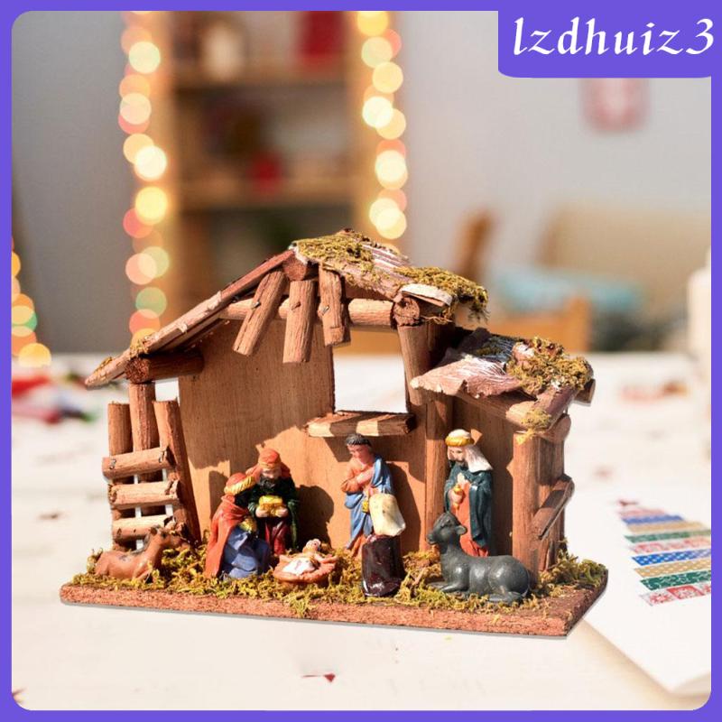 Nativity Figurine Birth of Jesus Set Religious Christian Sculpture Home Tabletop Ornament #4