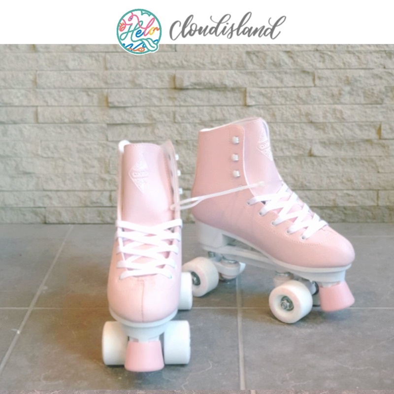 ลดราคาไซส์เด็ก Oxelo Roller Skates artistic quad 100 ชมพู ขาว ดำ มีไซส์ เด็ก ผู้ใหญ่