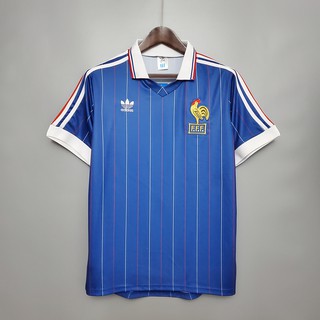 เสื้อกีฬาแขนสั้น ลายทีมชาติฟุตบอล France 1982 ชุดเหย้า สไตล์ย้อนยุค