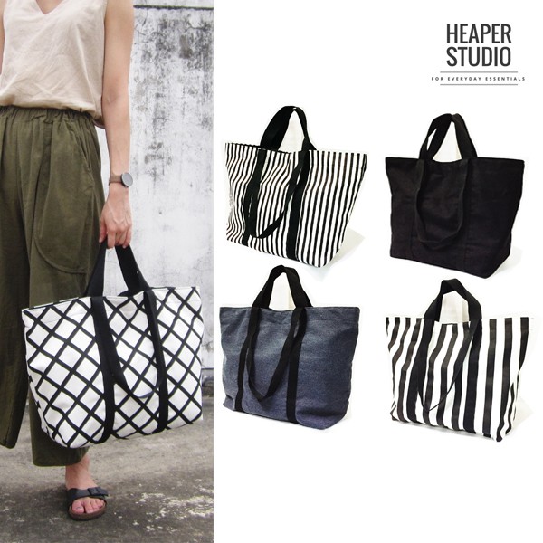 [มีโค้ดลด100บ]HEAPER IKKI unisex 5สี กระเป๋าผ้าแคนวาส สายสั้นยาว large tote bag