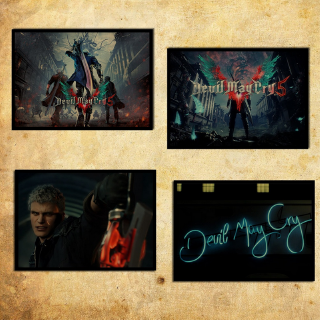 สติกเกอร์โปสเตอร์กระดาษ ลาย Devil May Cry 5 Dante Nero Vergil Game สไตล์วินเทจ สําหรับตกแต่งผนัง 1 ชิ้น