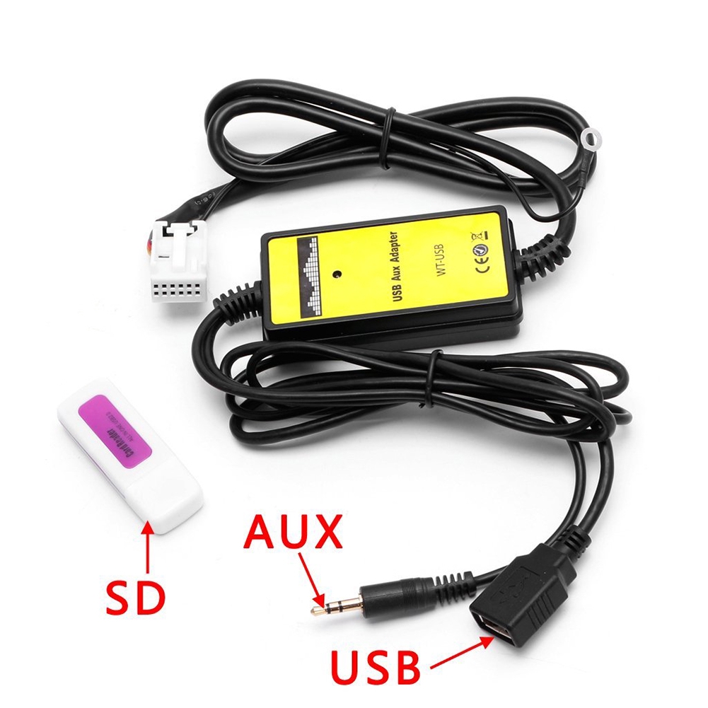 3.5mm Car USB Aux-In Adapter o MP3 Radio Interface For   12 Pin