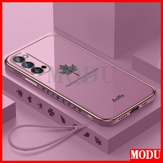 Modu เคสโทรศัพท์มือถือ ทรงสี่เหลี่ยม บางมาก ลายใบเมเปิ้ล หรูหรา สําหรับ OPPO RENO 4PRO RENO SE 5 5PRO 6PRO RENO 6PRO Plus