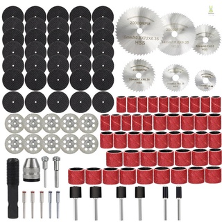 Flt ใบเลื่อยวงเดือน HSS 111 ชิ้น แผ่นตัดเรซิน ล้อตัดเพชร ไม้ โลหะ และชุดดรัมกระดาษทรายขัด ปลอกกระดาษทราย และแกนดรัม สําหรับเครื่องมือโรตารี่