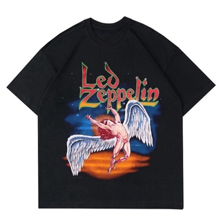 【💘💘】เสื้อยืด พิมพ์ลาย Zeppelin VINTAGE "ANGEL" มีไฟ LED | เสื้อยืดวงร็อคแอนด์โรล สําหรับ Vitality | เสื้อผ้า สีดํา