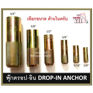 พุ๊กดร๊อป-อิน พุกดรอปอิน พุ๊กเหล็ก พุ๊กดรอป-อิน ฟุ๊ก Drop-In Anchor ขนาด 1/4"-3/4"