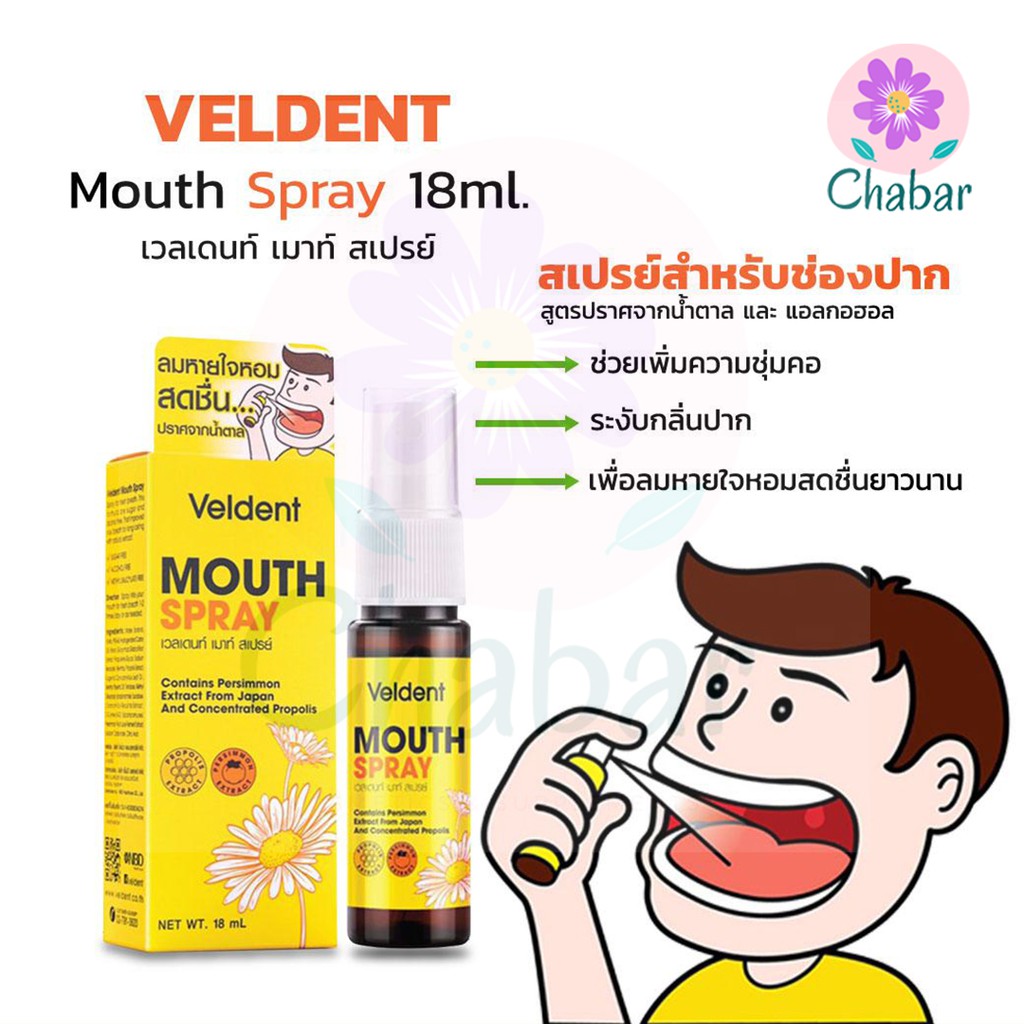 Veldent Mouth Spray (เวลเดนท์ เมาท์ สเปรย์) สเปร์ยลดอาการไอ เจ็บคอ  ดับกลิ่นปาก 18Ml. | Shopee Thailand