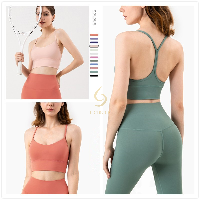 L.CIRCLEWomen สปอร์ตบรากีฬา Breathable Yoga Bra Push Up กันกระแทกเบาะกีฬา Y รูปกลับ Gym Bras ชุดชั้นใน Tops
